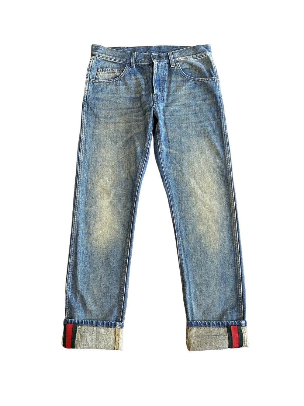 Gucci 00s Gucci-Archive Distressed Stitched Light Wash Skinny Jean