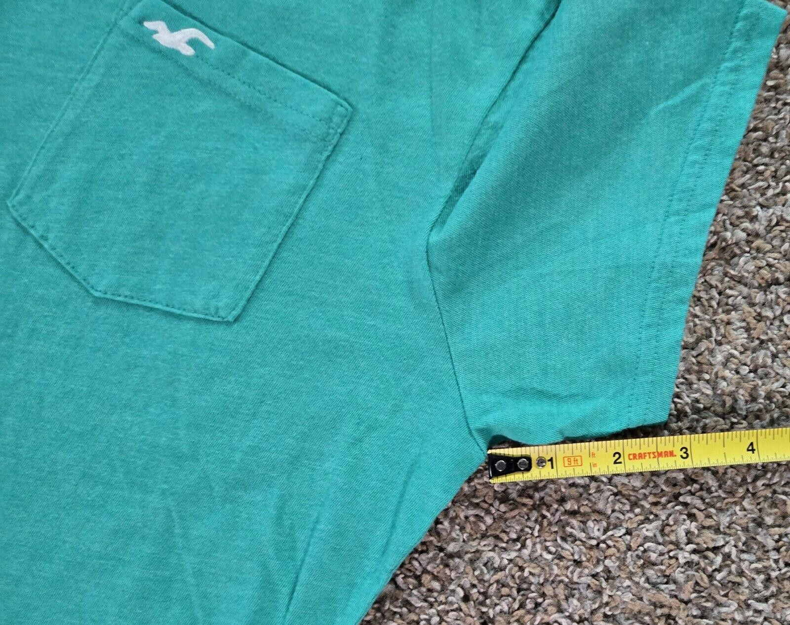 Designer Teal Crew Neck Holister Pocket T-Shirt Size Large Size US L / EU 52-54 / 3 - 6 Thumbnail