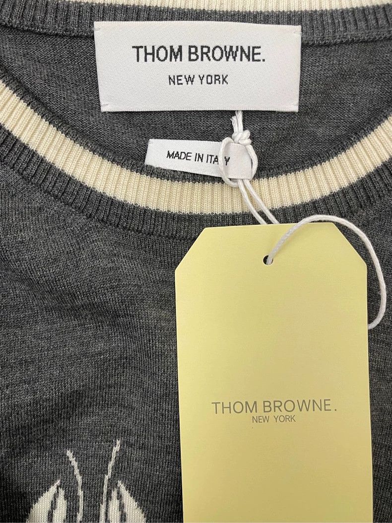 Thom Browne Thom browne Gray show lobster limited four-striped wool swe Size US L / EU 52-54 / 3 - 5 Thumbnail
