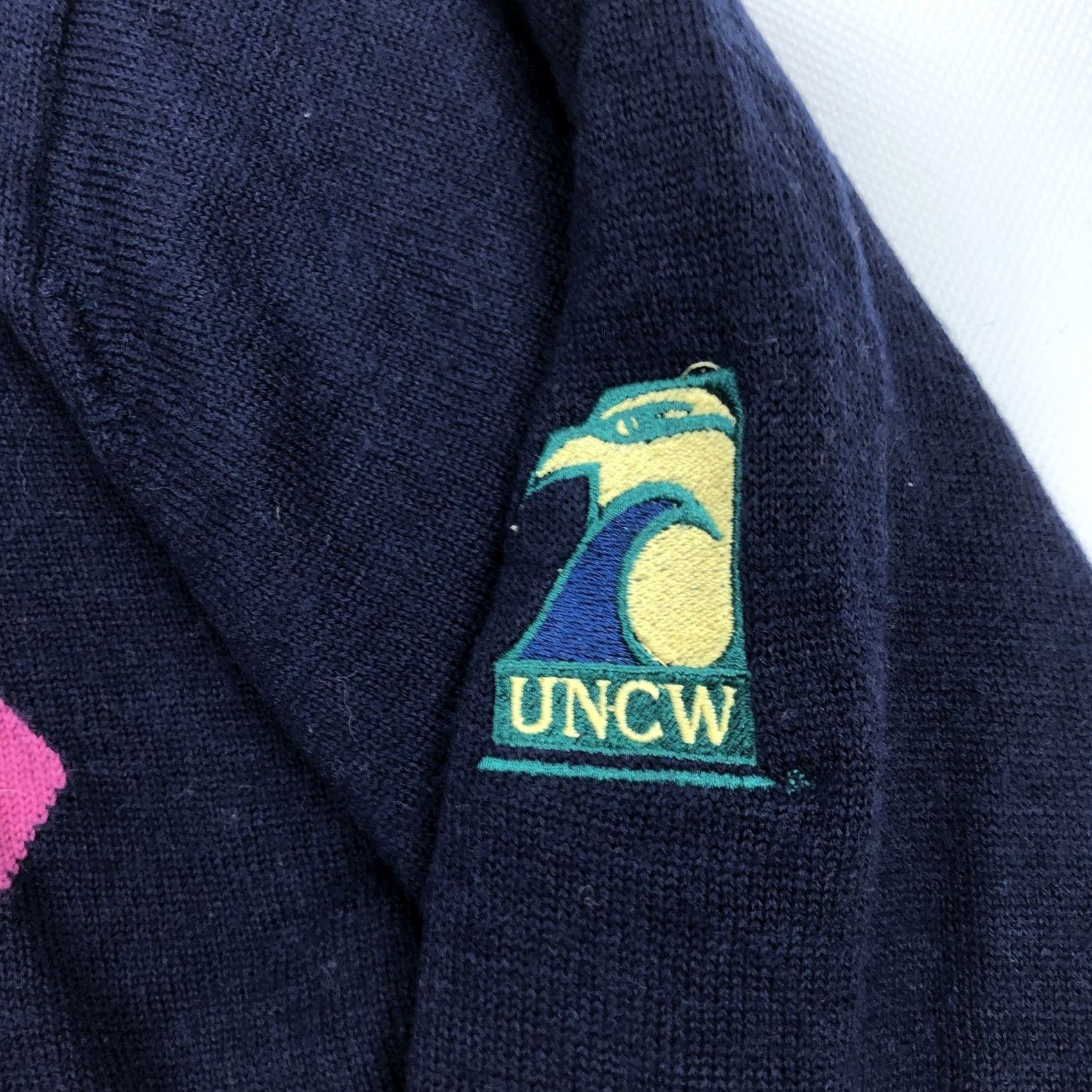Footjoy FootJoy FJ Men's S Argyle 1/4 Zip Sweater Navy Blue Pink Lined Wool Golf UNCW Size US S / EU 44-46 / 1 - 3 Thumbnail