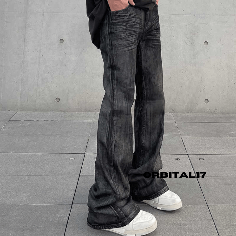 Washed Stacked Flare Denim Jeans