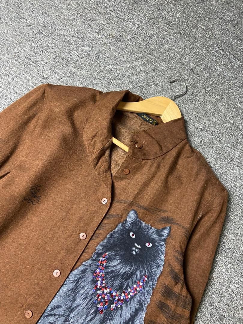 Japanese Brand Itariya Brand Button Ups Shirt with Cat Pattern (176) Size XS / US 0-2 / IT 36-38 - 9 Thumbnail
