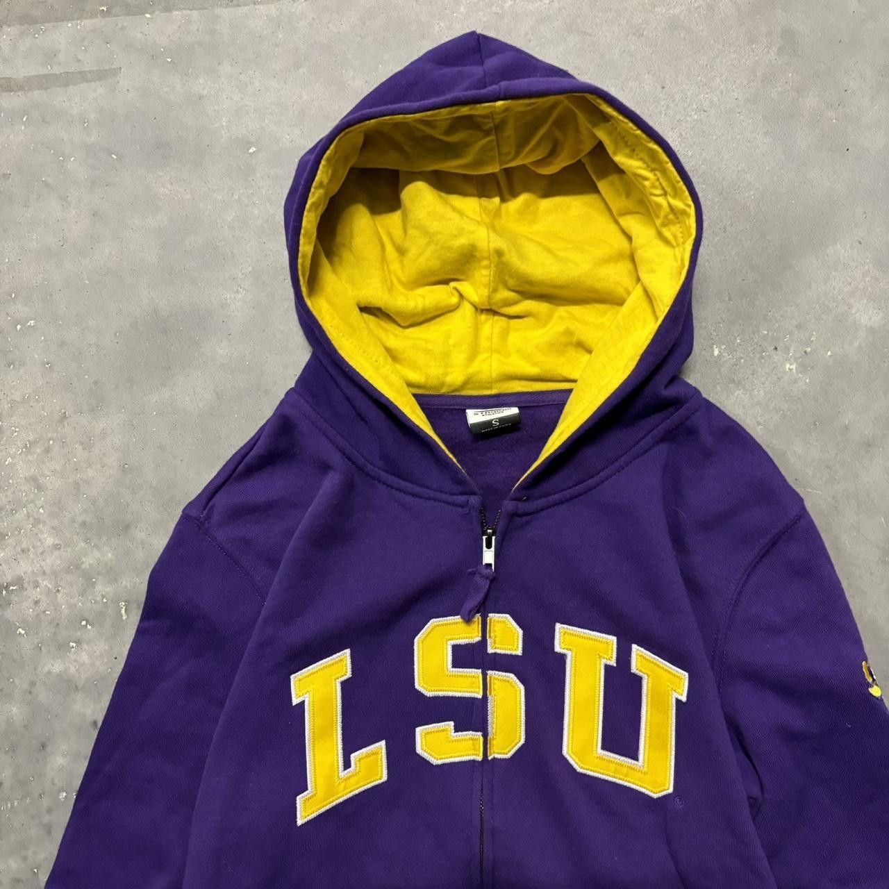 Japanese Brand × Vintage Crazy Vintage Y2K/2000s Purple LSU College Spellout Essential Zip Up Hoodie! Size S / US 4 / IT 40 - 2 Thumbnail