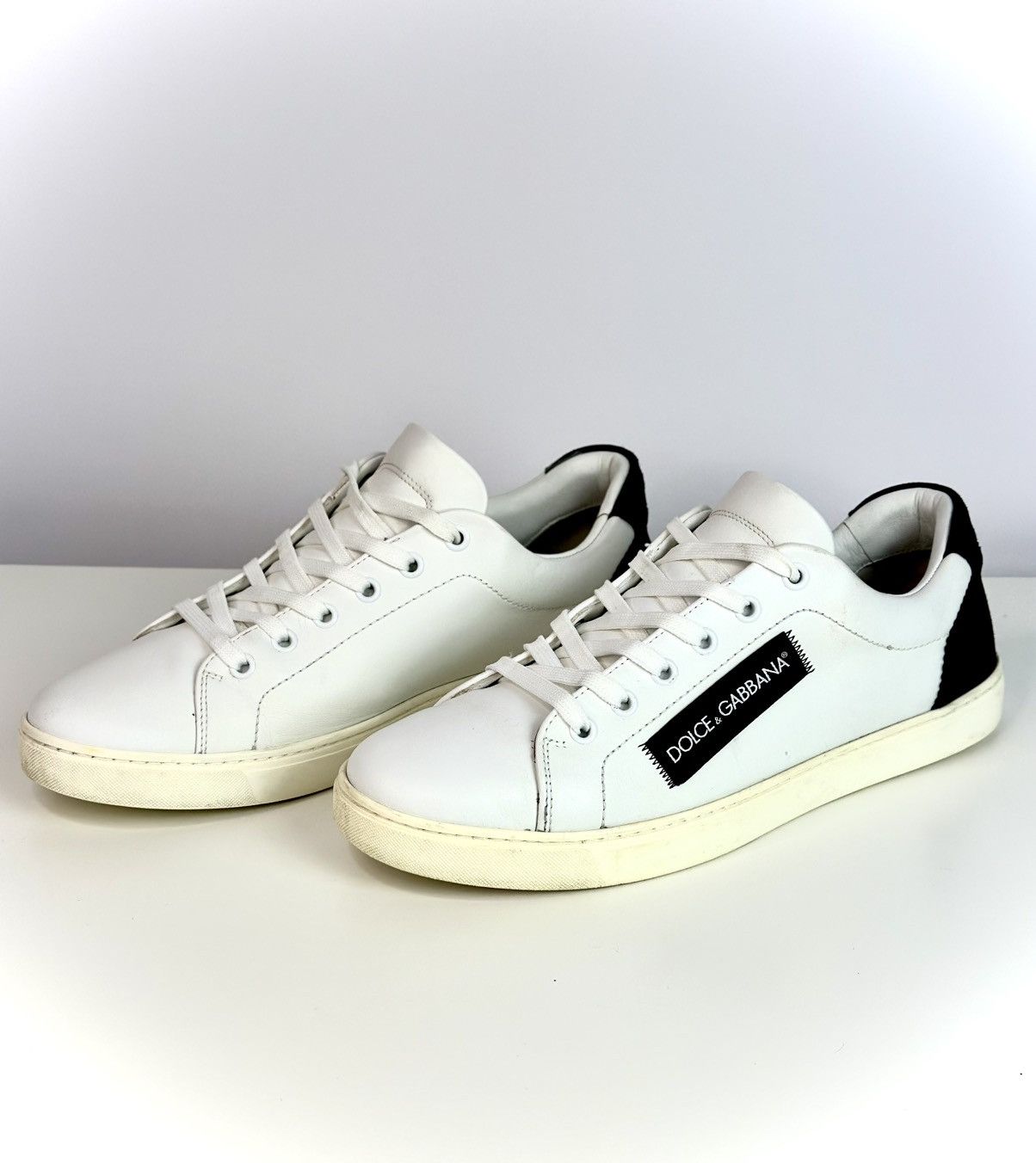 Dolce & Gabbana Dolce & Gabbana White Black Leather Lace Up Sneakers 40s Size US 9 / IT 39 - 5 Thumbnail