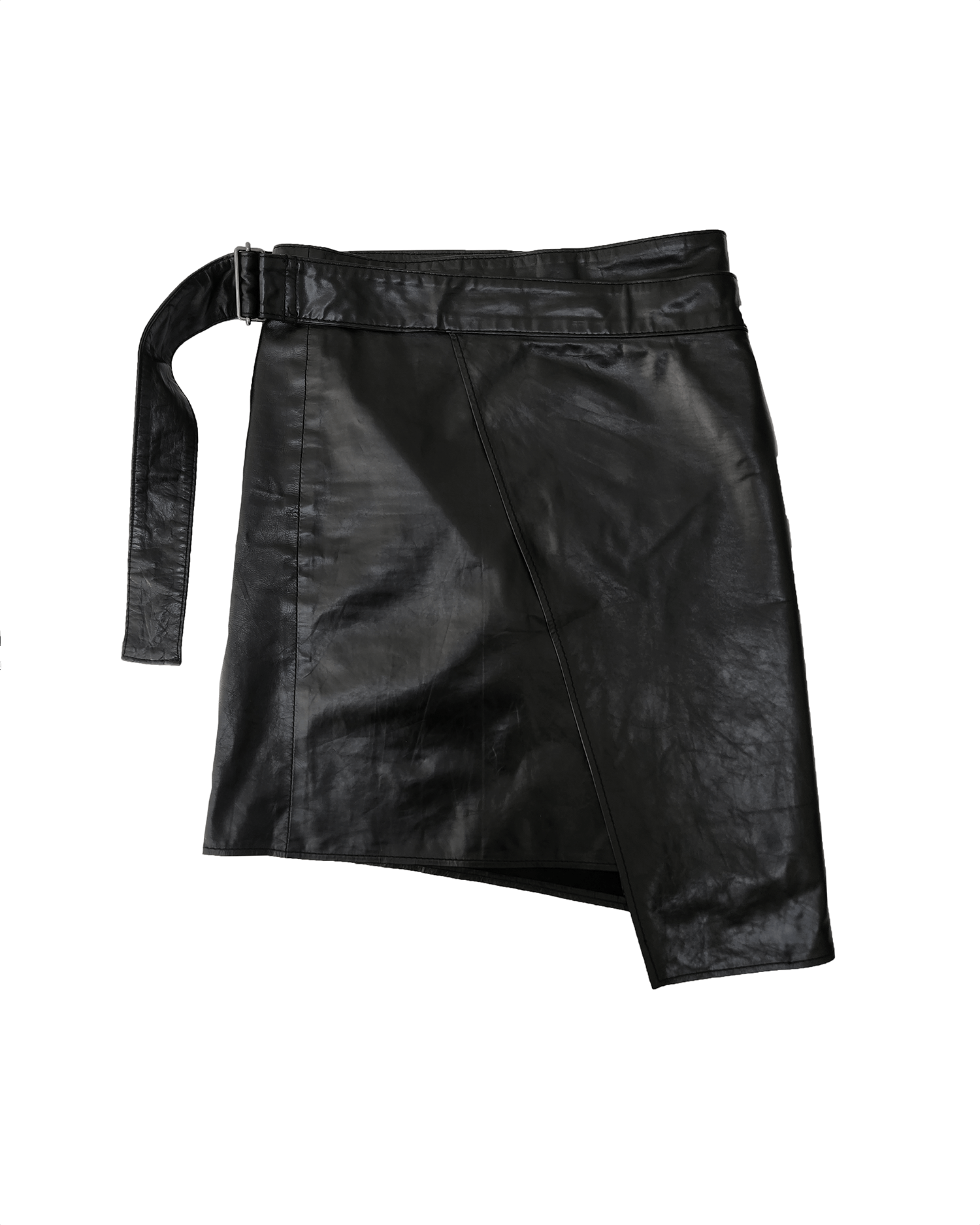 Ann Demeulemeester Ann Demeulemeester Black Leather Wrap Mini Skirt Size 30" / US 8 / IT 44 - 1 Thumbnail
