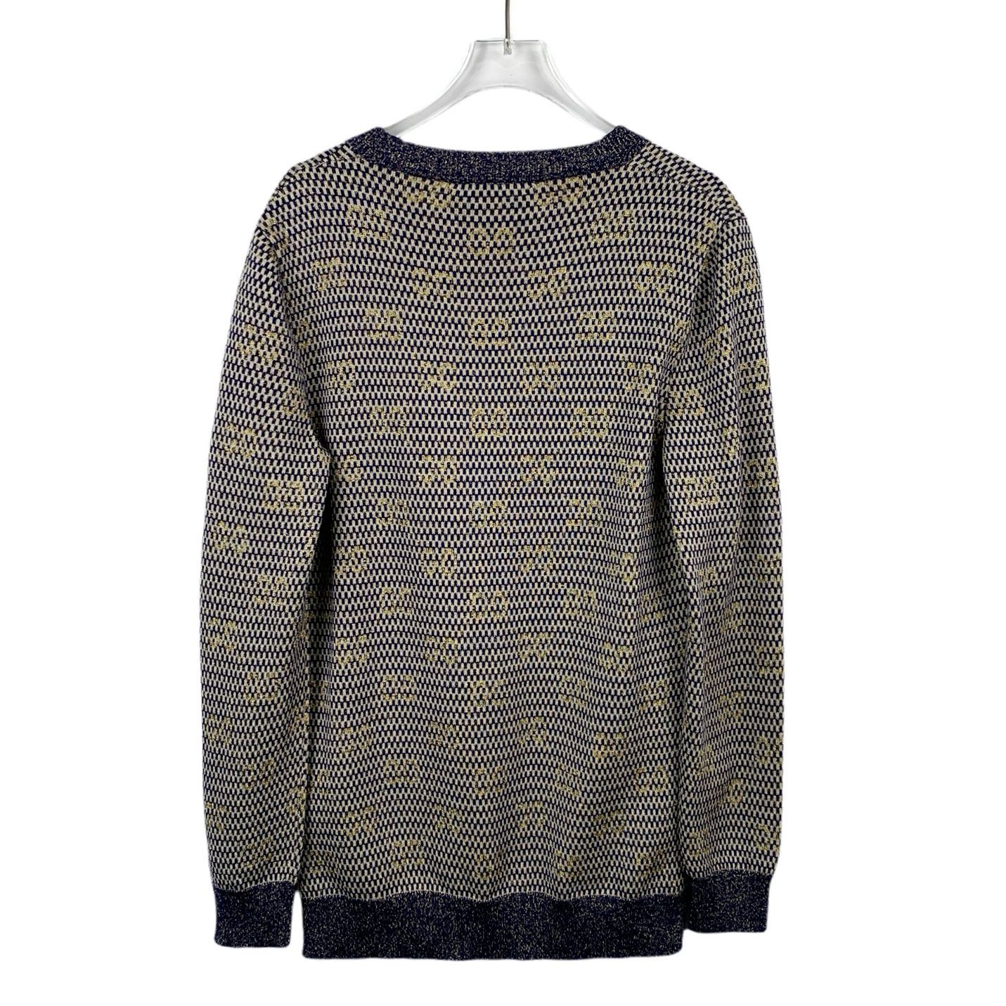 Gucci Gucci Blue Wool Knit Cardigan with Gold Thread Accents (Size Size S / US 4 / IT 40 - 7 Thumbnail