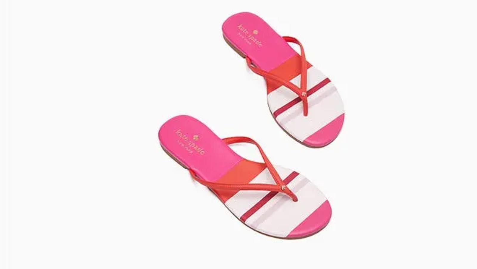 Kate Spade Kate Spade Pink and White Cabana Sandals - US 6 Size US 6 / IT 36 - 1 Thumbnail