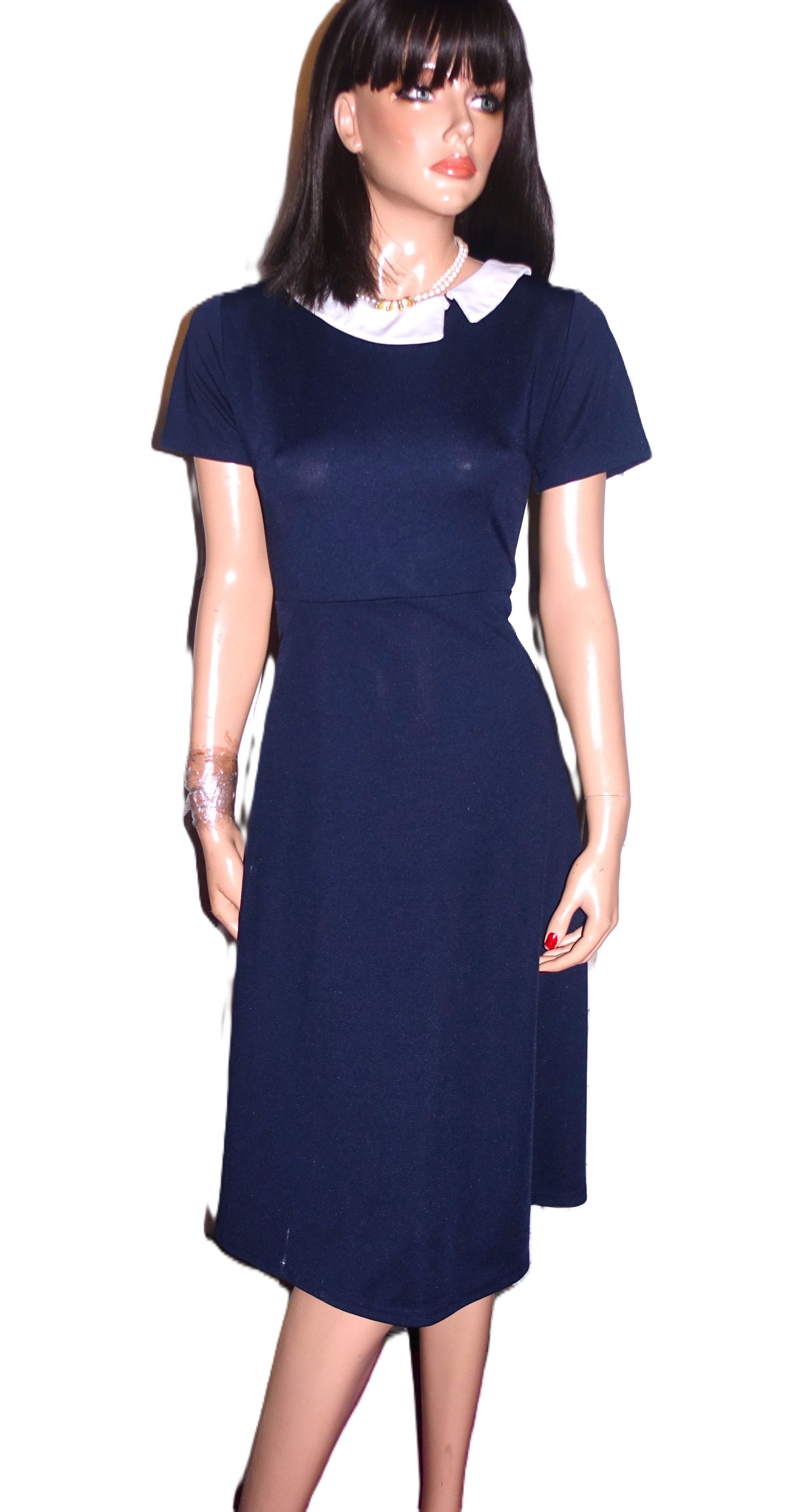 Other Navy Blue White Retro Dress XL Size XL / US 12-14 / IT 48-50 - 2 Thumbnail