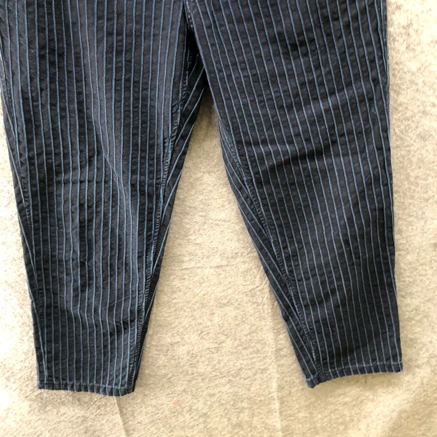 True Religion True Religion Devin Cropped Jeans Mens 32 Blue Striped Dark Wash Denim 5-Pocket Design Sneakers? (No) Size US 32 / EU 48 - 4 Thumbnail