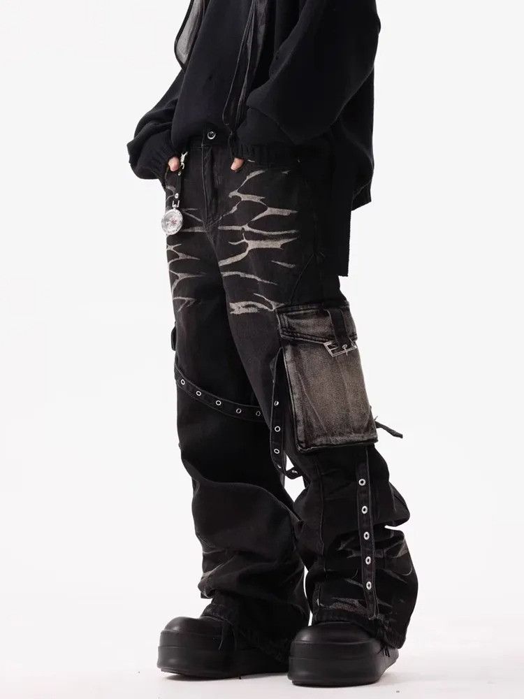 Vintage Y2K Streetwear Ripple Strap Baggy Cargo Jeans Size US 30 / EU 46 - 6 Thumbnail