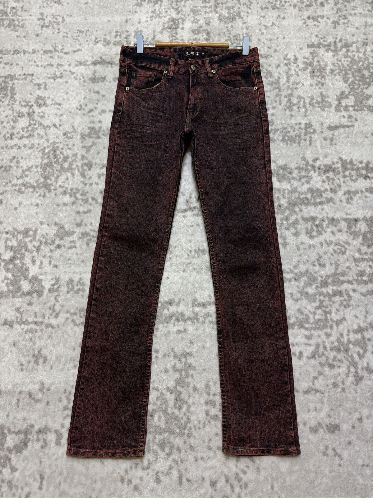 Archive K.U.I Red Wash Skinny Denim Jeans Early 2000s