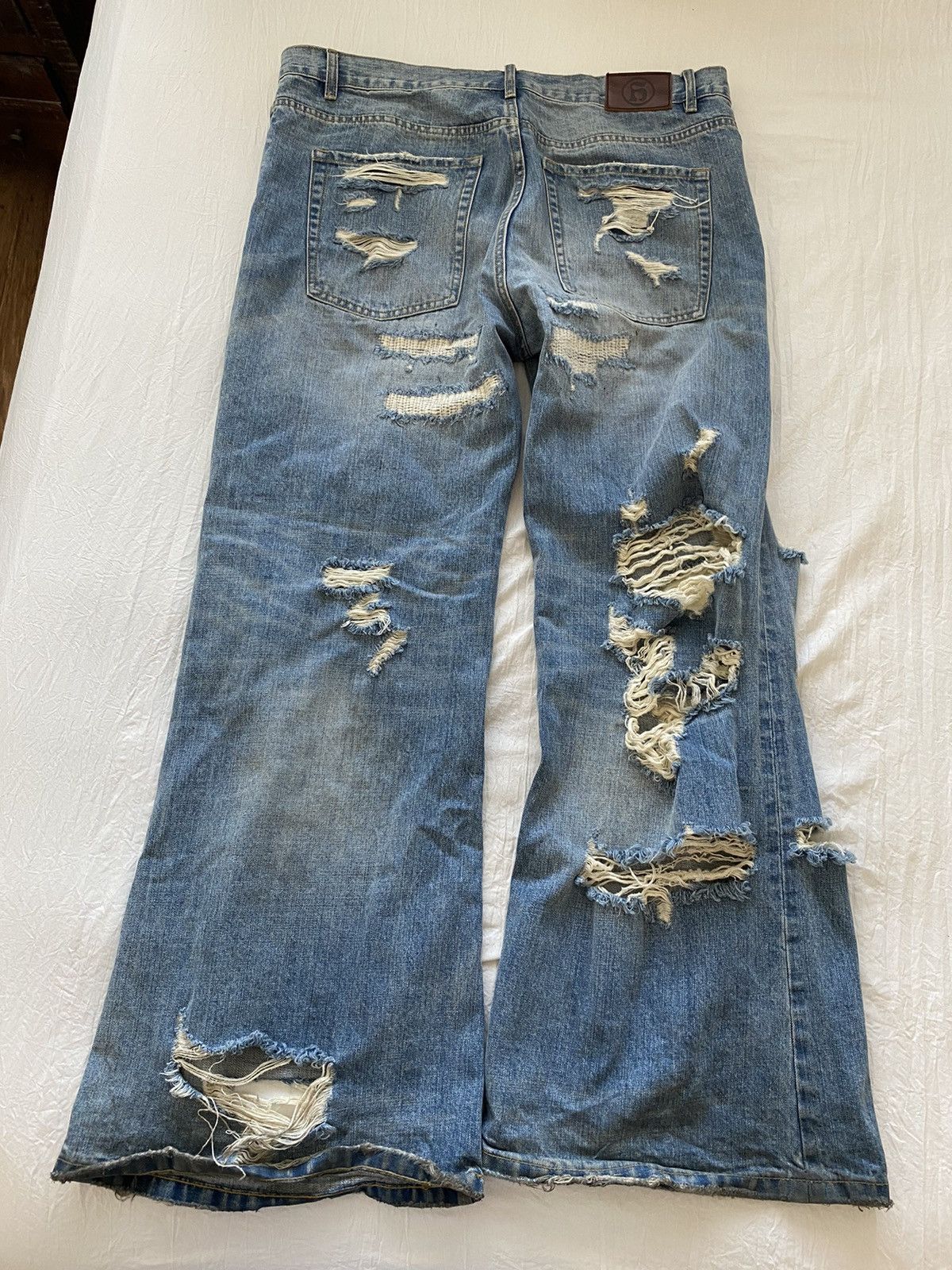 Handmade Handmade Rust “Battle Denim” Distressed Flared Jeans Size US 36 / EU 52 - 2 Thumbnail