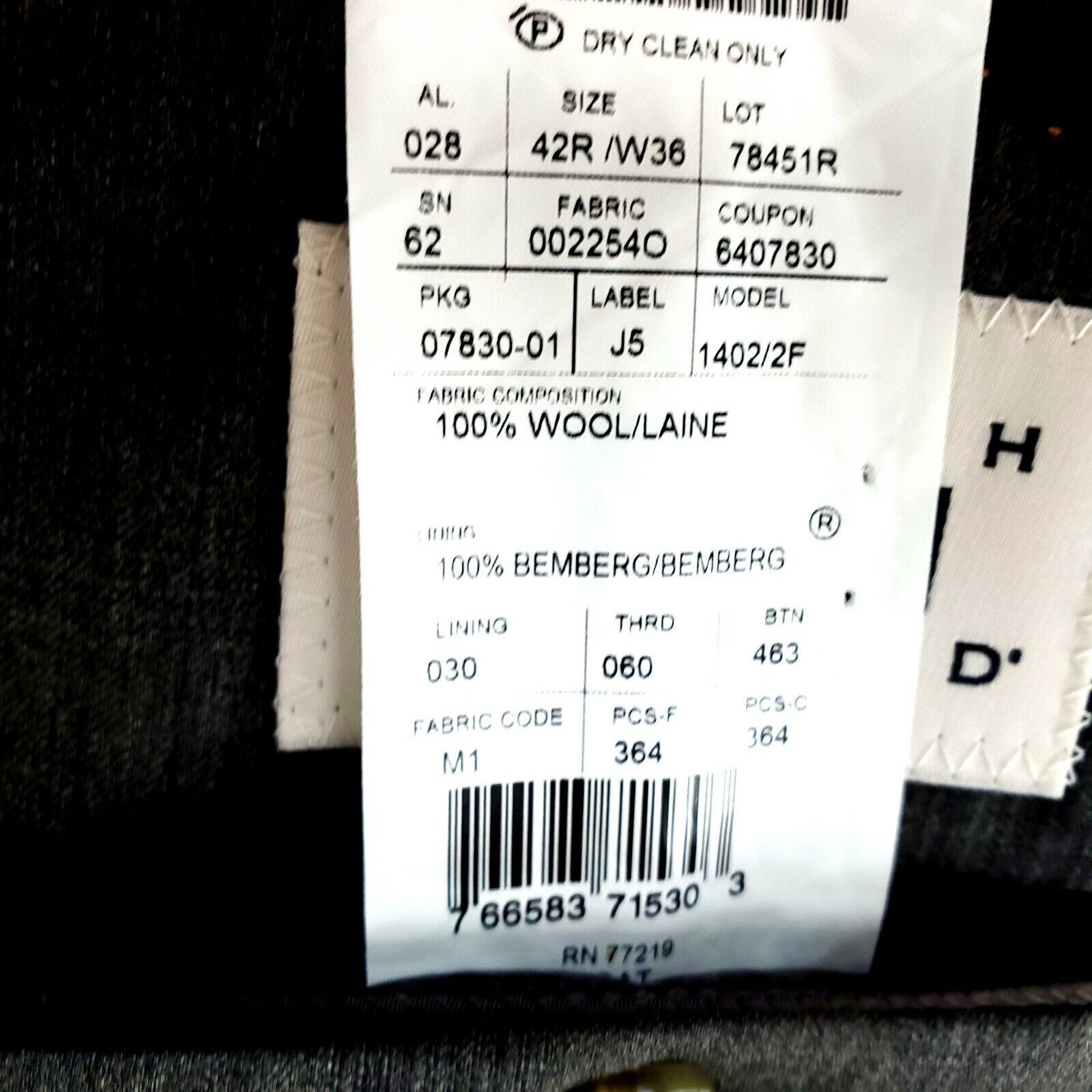 Joseph Abboud Joseph Abboud 40R 2 Button Plaid Gray Wool Blazer Super 120s Size 40R - 8 Thumbnail