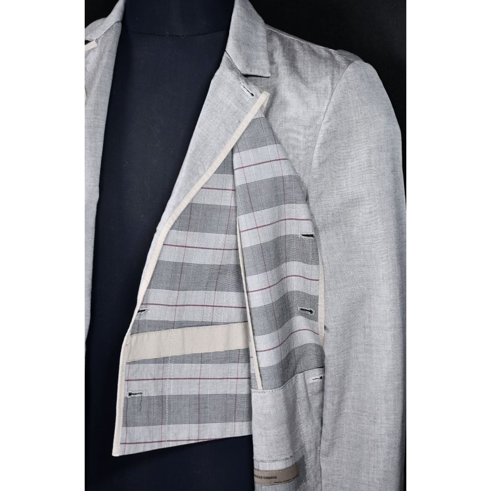 Vintage VINTAGE Marithe Francois Girbaud Blazer Jacket Men 50 Gray Cotton Solid Button Blazer 50 Mens Modern Fit 50s 60s 70s Size 50R - 3 Thumbnail