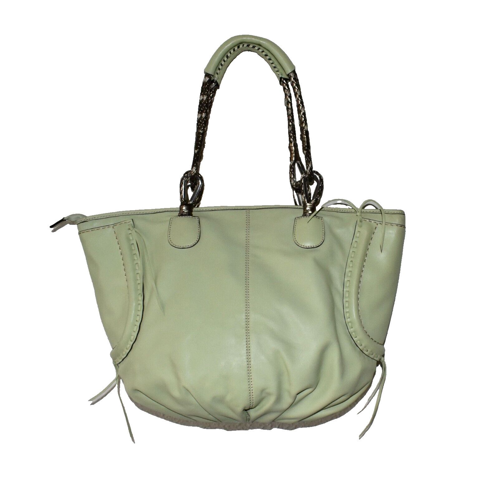 Other NWOT CROMIA Green Braided Bronze Handles Large Hobo Tote Bag Size ONE SIZE - 3 Thumbnail