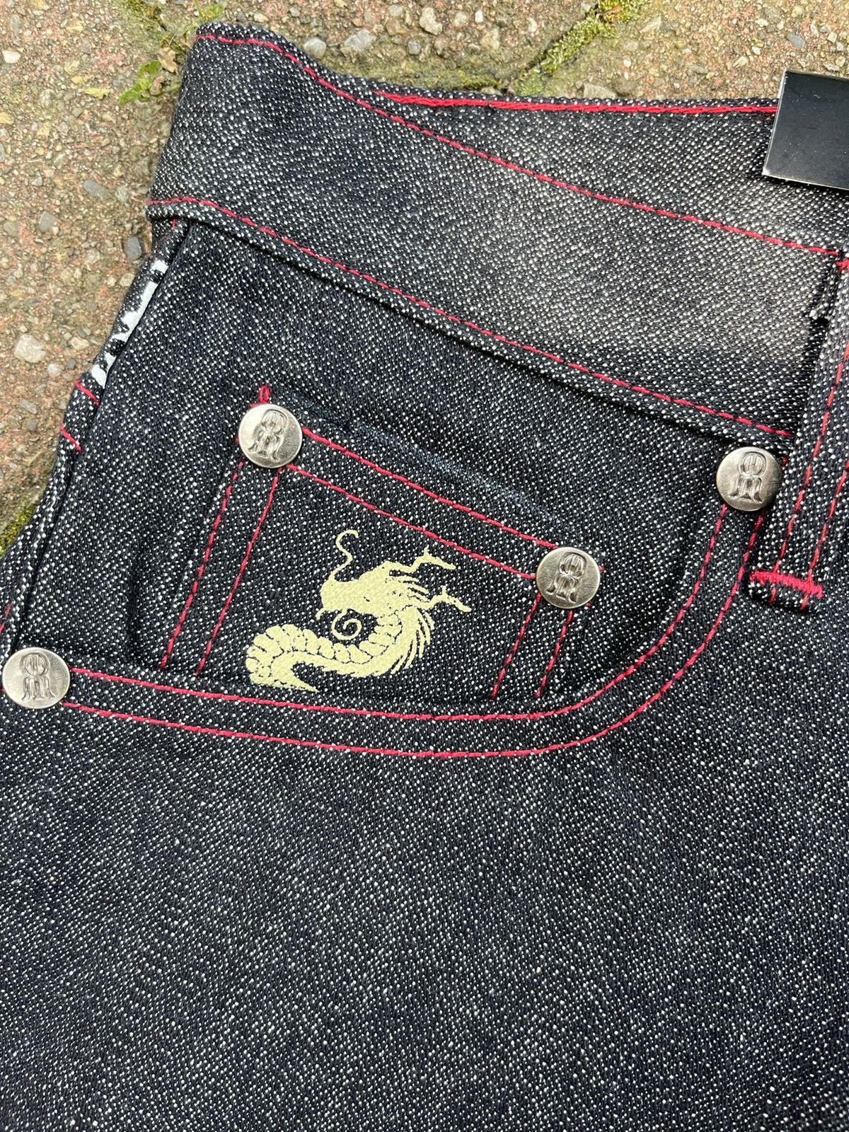 Japanese Brand Royal Republic Raw Denim Y2K Graphic Print Jeans Size US 29 - 4 Thumbnail