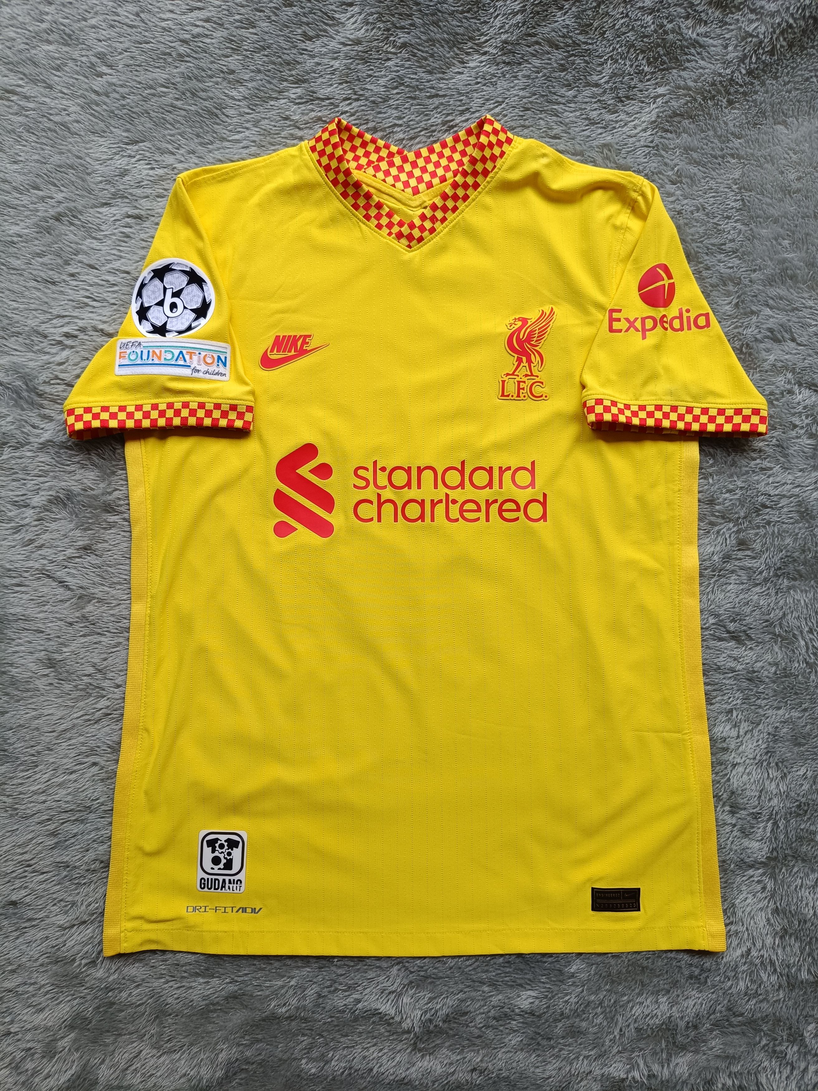 image of Liverpool 22/23 Away Kit Player Issue in Yellow, Men's (Size Medium)
