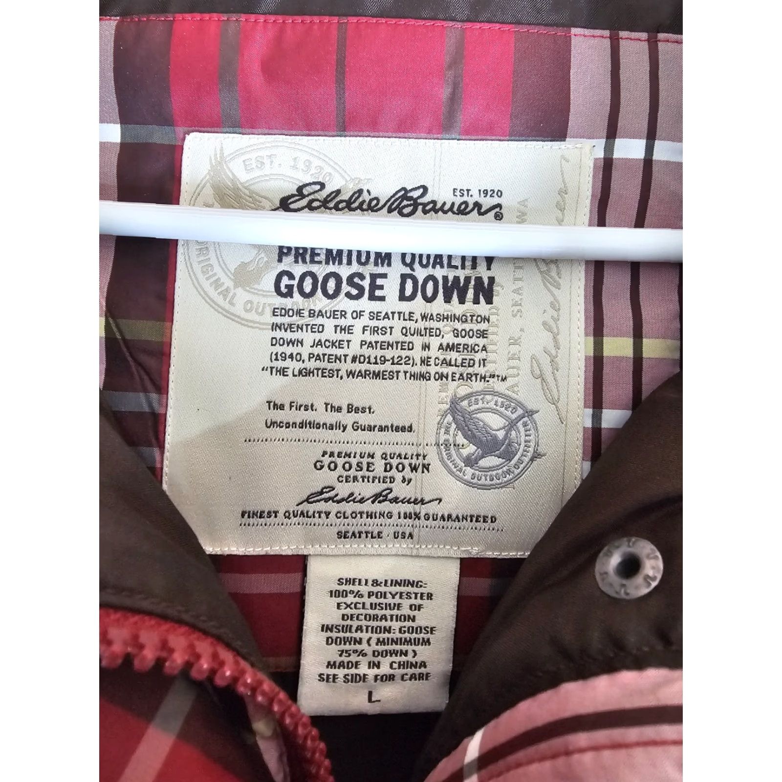 Eddie Bauer Eddie Bauer Premium Goose Down Puffer Vest Women's Size Large Red Plaid Full Zip Size L / US 10 / IT 46 - 3 Thumbnail