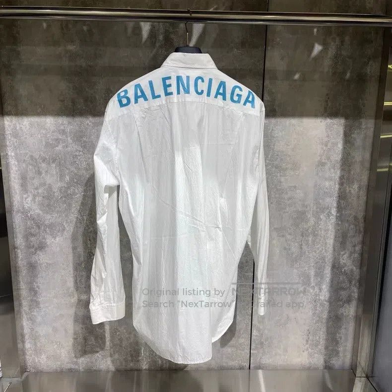 Balenciaga Balenciaga size 39 White and Blue Back Letter Shirt Size US S / EU 44-46 / 1 - 1 Thumbnail
