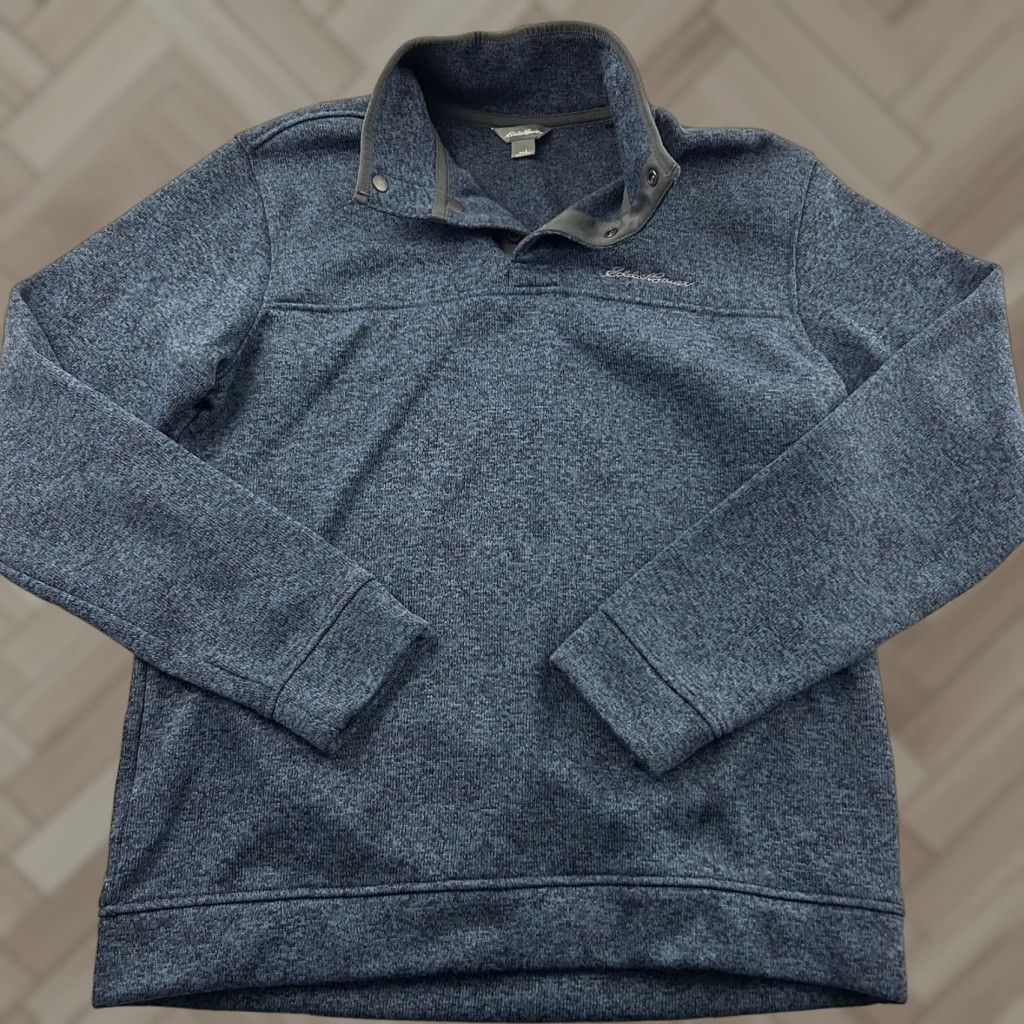 Eddie Bauer Eddie Bauer Jacket Pullover Snap Blue L Men's Fleece Polyester Button Accents Outdoor 80s-90s Size US L / EU 52-54 / 3 - 1 Thumbnail