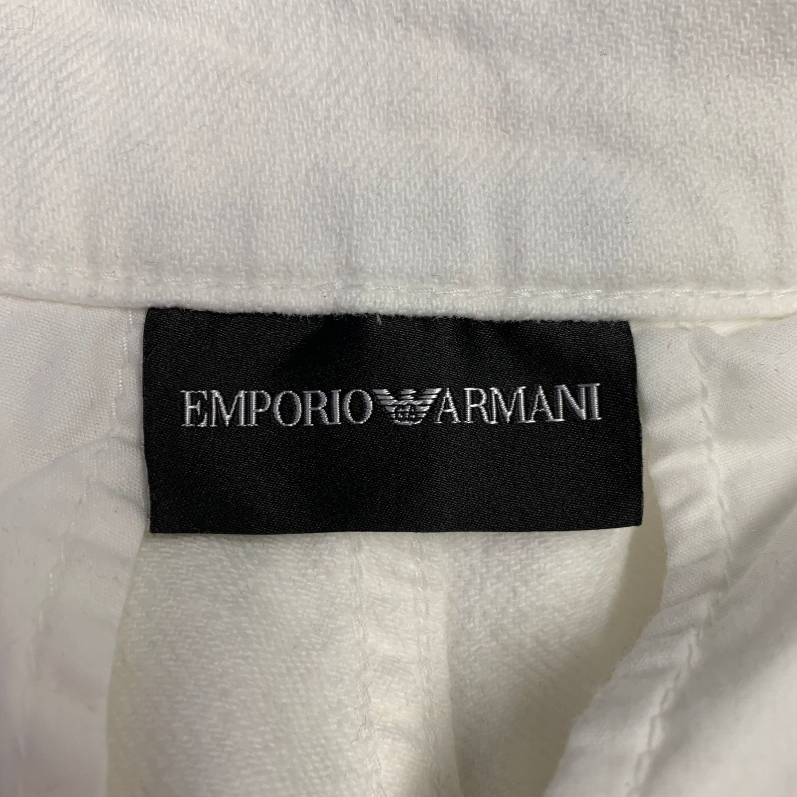 Emporio Armani EMPORIO ARMAN White Black Cotton Twill Button Fly Shorts Size 27" / US 4 / IT 40 - 5 Thumbnail