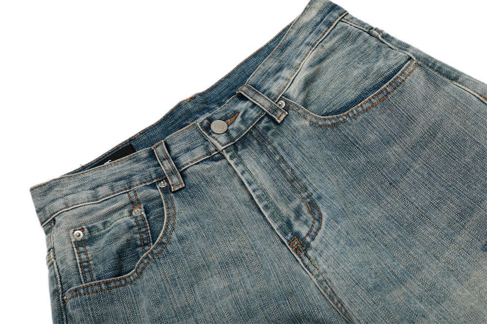 Vintage Street punk distressed wide-leg straight ripped washed jeans Size US 32 / EU 48 - 3 Thumbnail
