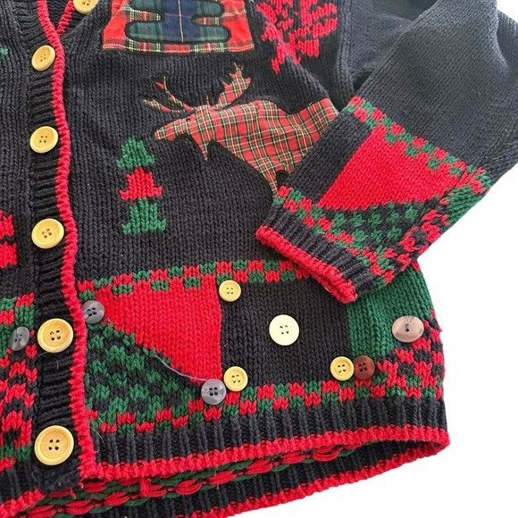 Vintage Vintage Bridgewater Women's Festive Navy and Red Sweater Car Size M / US 6-8 / IT 42-44 - 5 Thumbnail