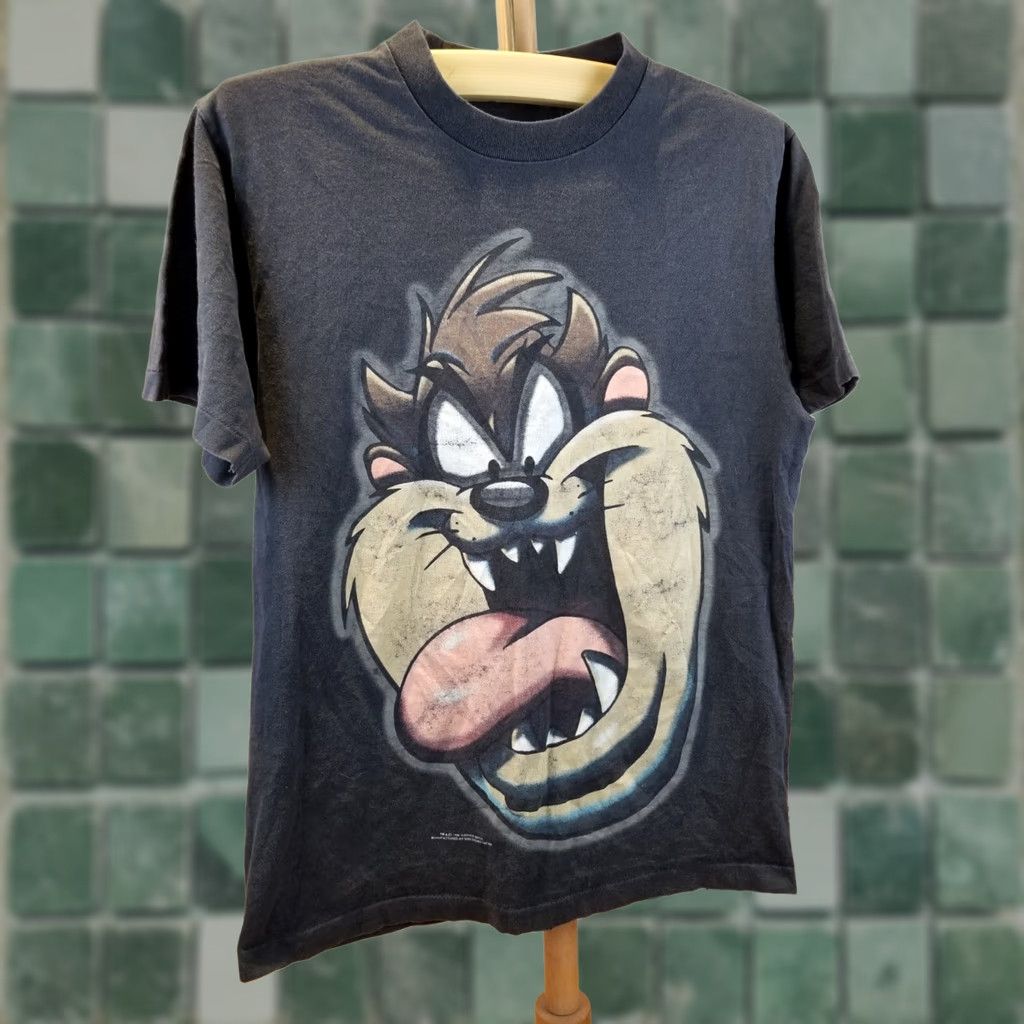 Vintage VINTAGE Looney Tunes T-Shirt Black L Mens 94' TAZ Tasmenian Warner Bros Short Sleeve Round Neck Cotton Jersey Double-Sided 20 Inch 28 Inch Size US L / EU 52-54 / 3 - 1 Thumbnail
