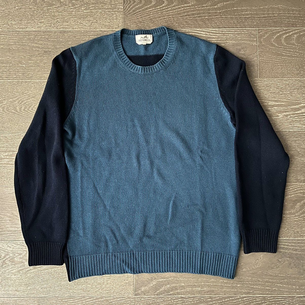 Hermes Cashmere Crewneck Sweater Blue Colorblock Size US XXL / EU 58 / 5 - 1 Thumbnail