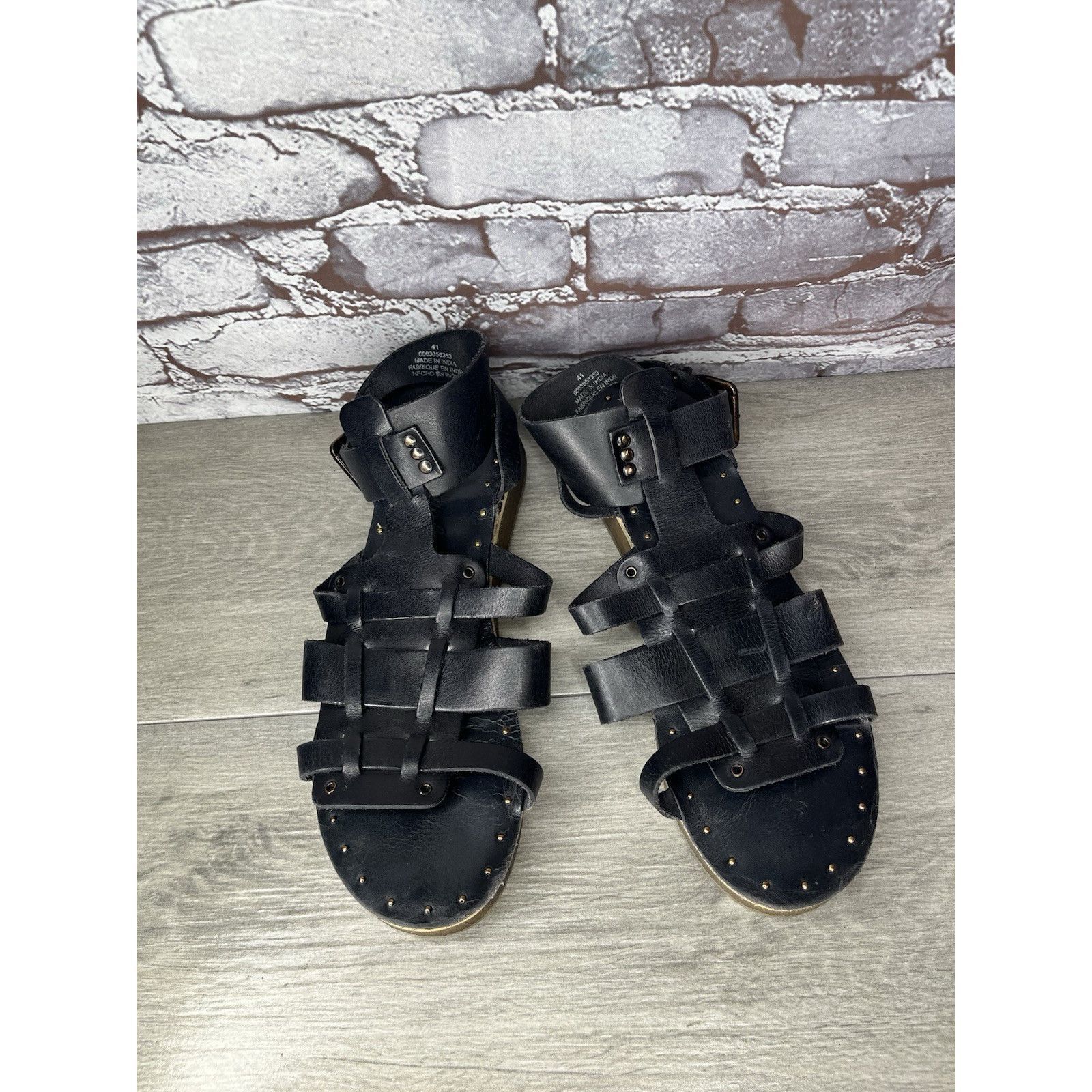 Free People Free People Marianne Black Leather Platform Gladiator Strapp Size US 10.5 / IT 40.5 - 13 Thumbnail