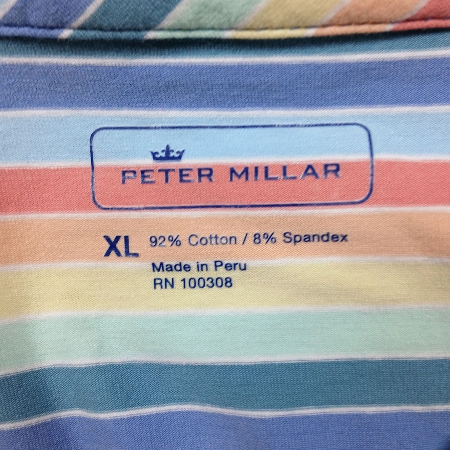 Peter Millar Peter Millar Polo Shirt Men's XL Multicolor Stripe Cotton Spandex Golf Short Sleeve Crown Sport Size US XL / EU 56 / 4 - 4 Thumbnail