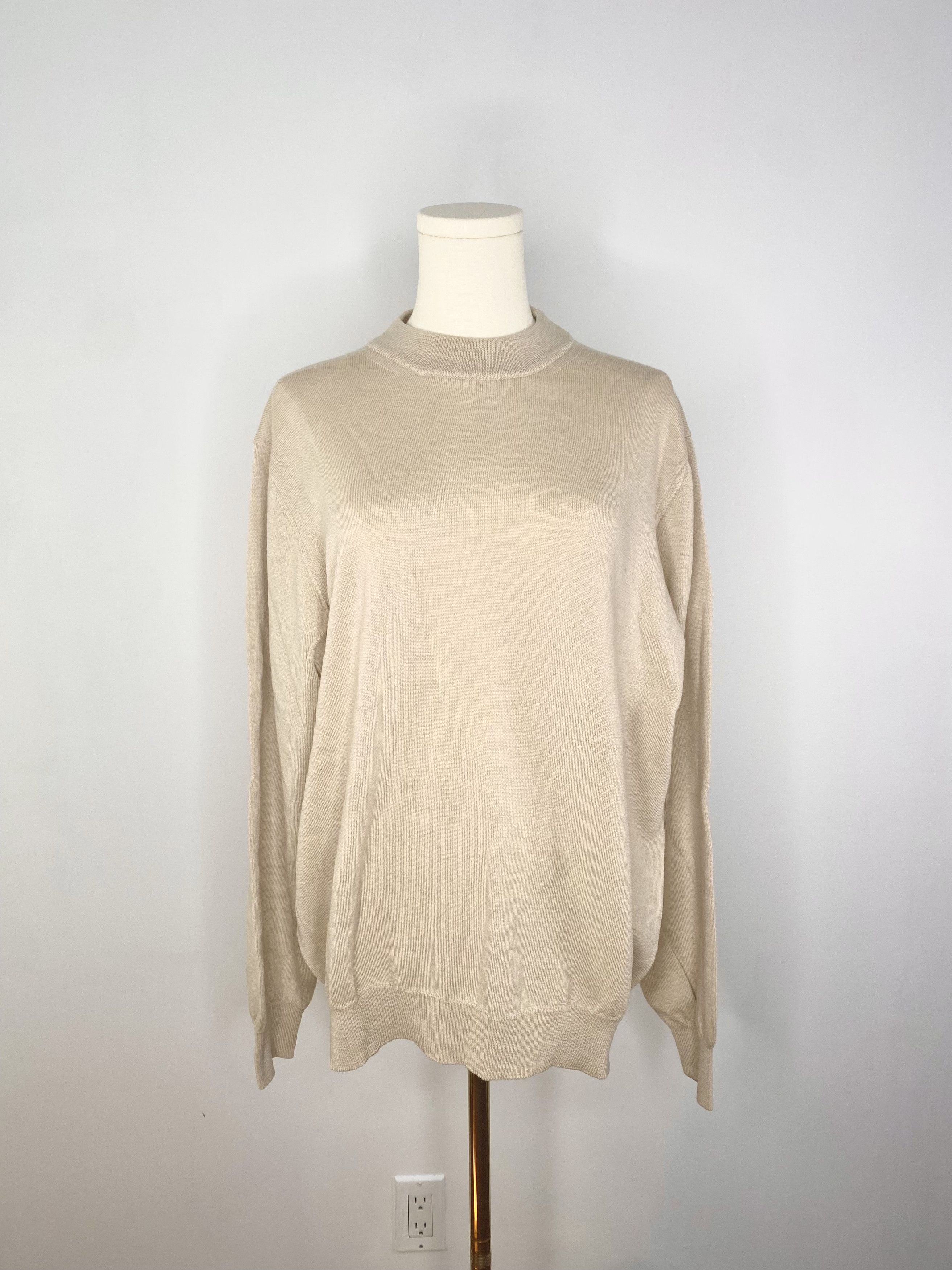Vintage 100% Merino Wool Beige Sweater - Strada Italy Size US L / EU 52-54 / 3 - 1 Thumbnail