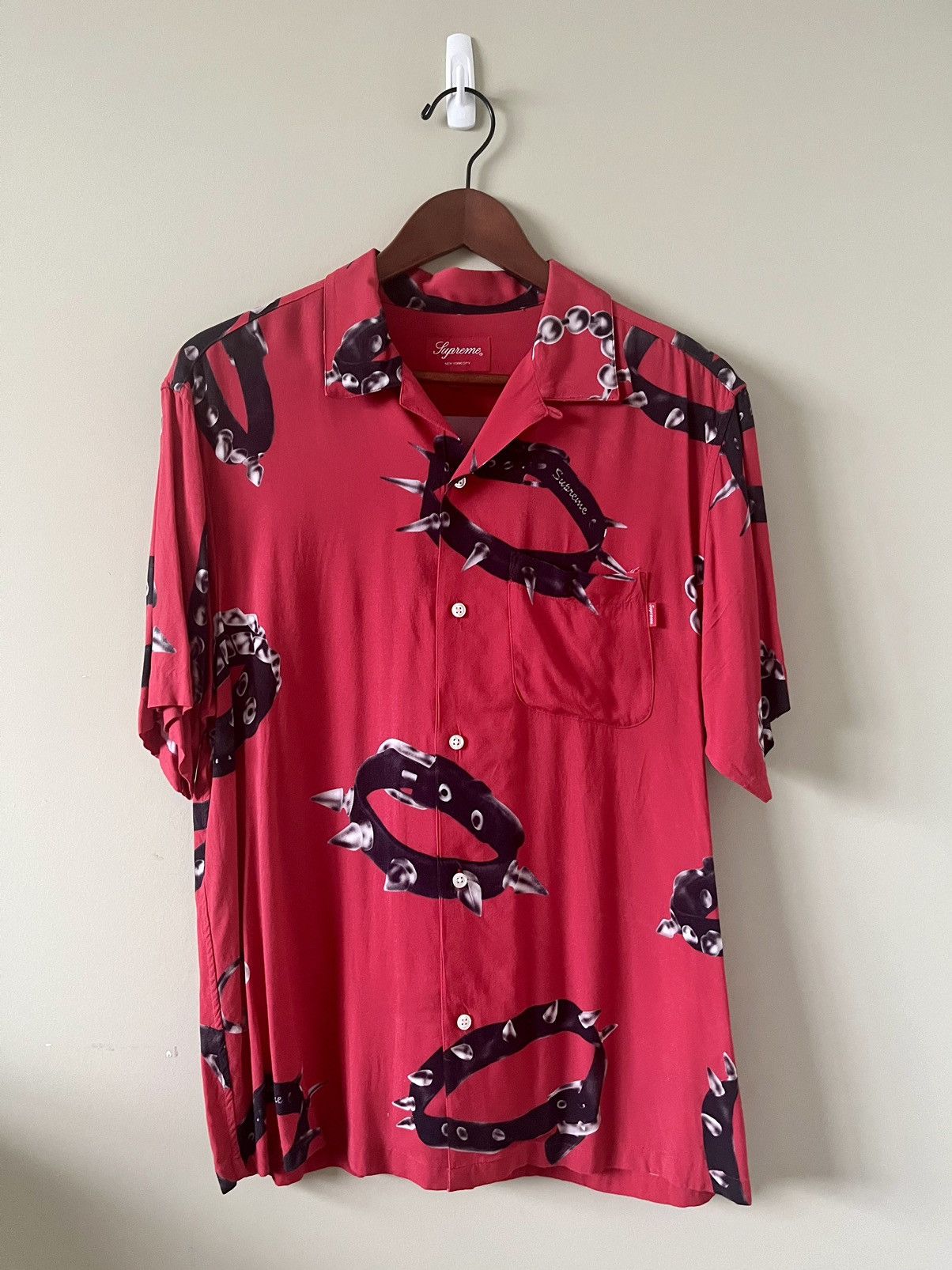 image of Supreme Collars Rayon Shirt Size M in Red, Men's