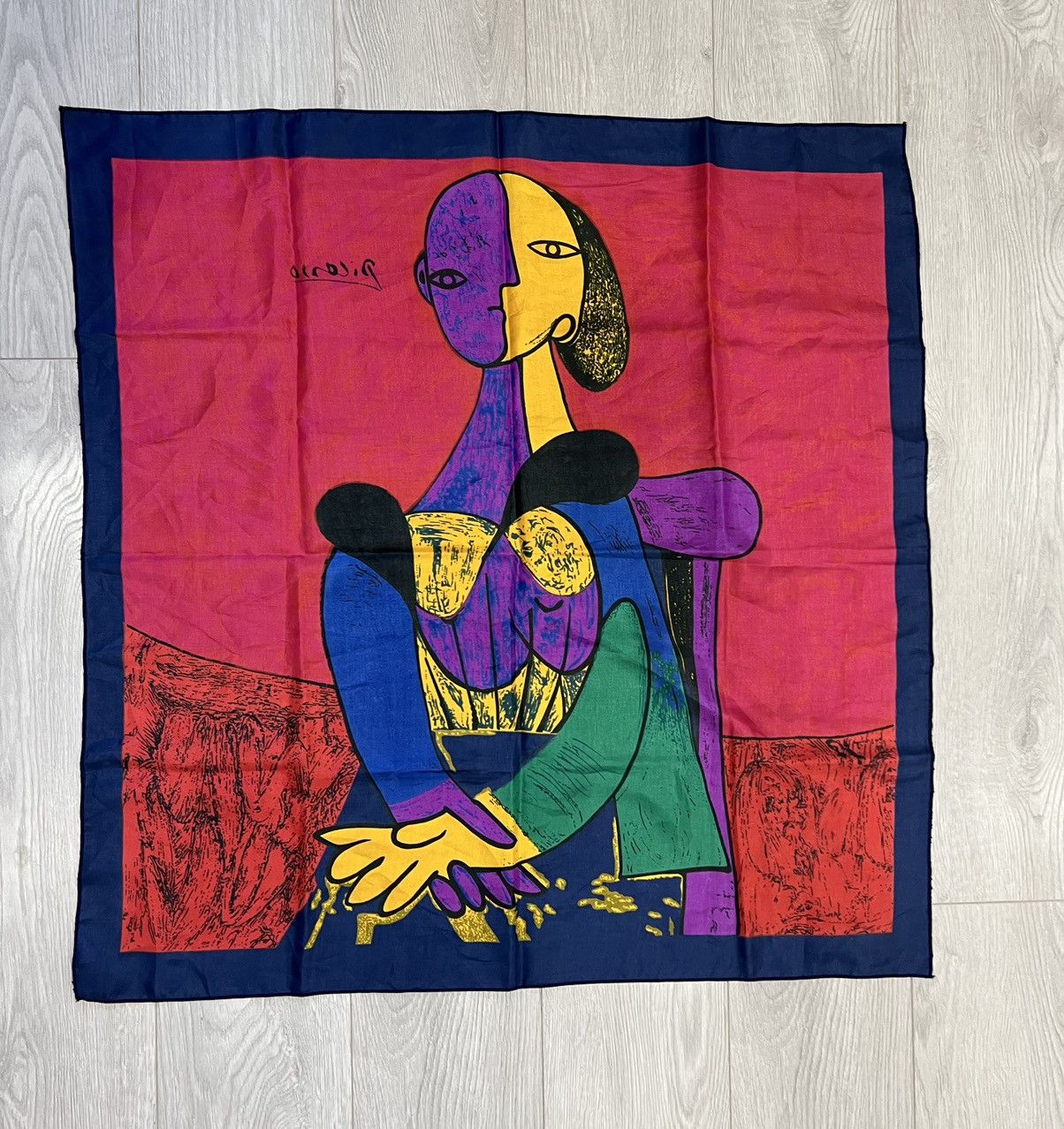 Vintage Vintage 90s Picasso Silk Scarf Art museum red Size ONE SIZE - 3 Thumbnail