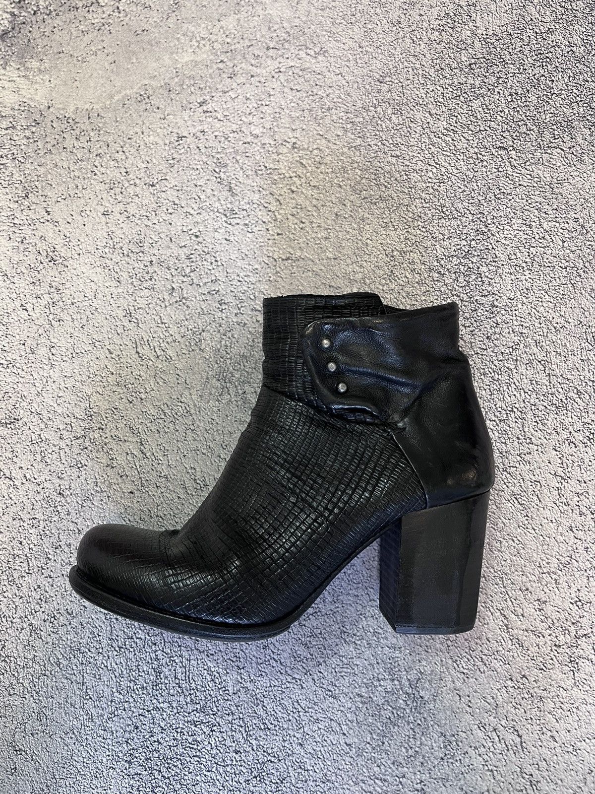 A.S.98 AS.98 Black Textured Leather Block Heel Boots Size 40 Size US 10 / IT 40 - 9 Thumbnail