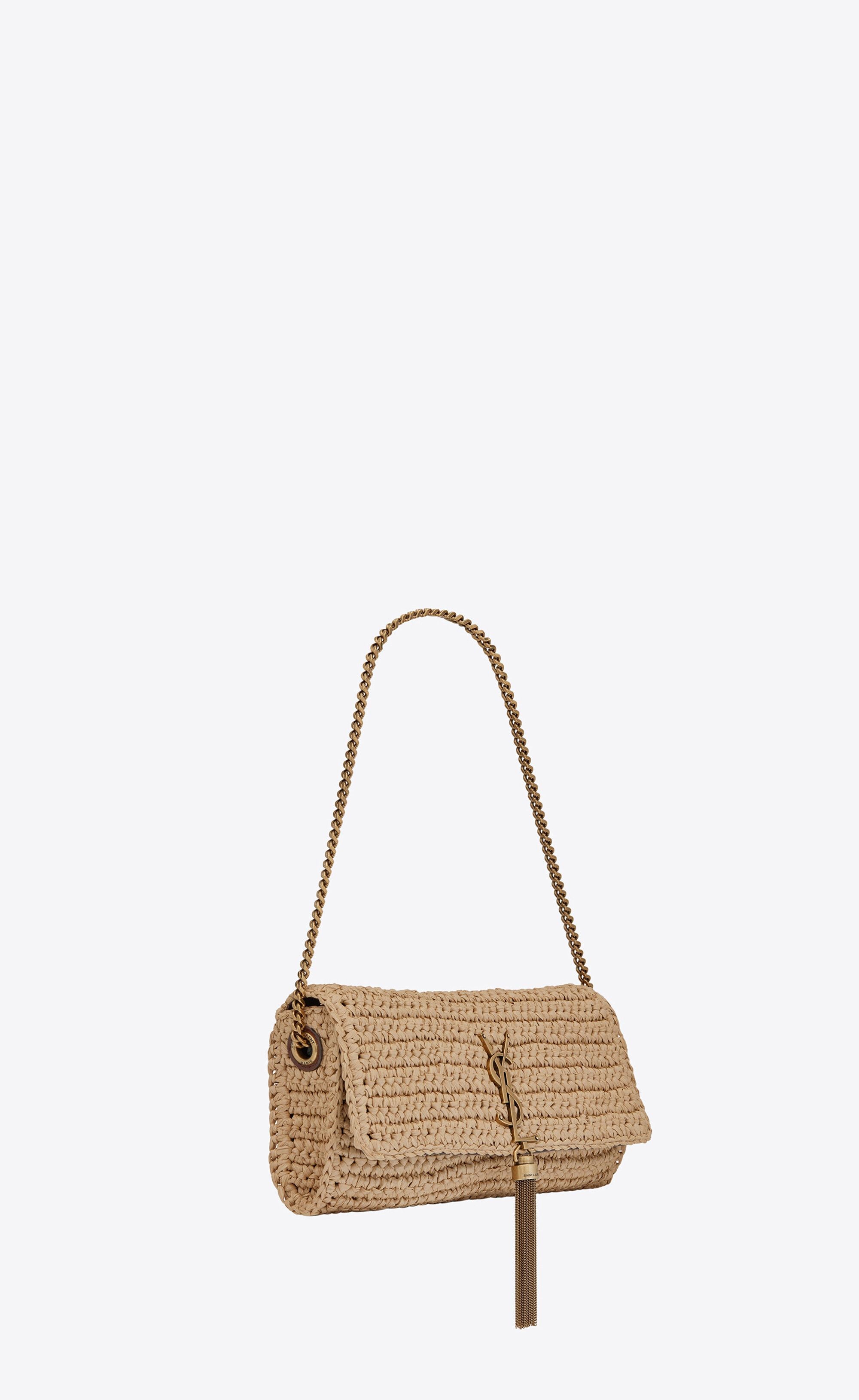 Saint Laurent Paris o1s1wg110925 Size: OS Kate 99 Tassel Raffia Shoulder Bag Tan Size ONE SIZE - 5 Thumbnail