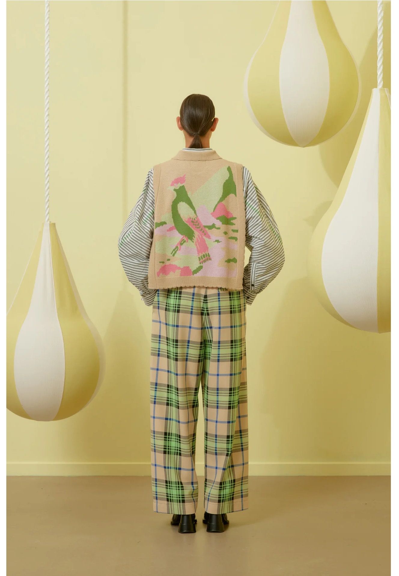 Henrik Vibskov Post Pant in Mint Beige Checks - green, beige, blue Size 26" / US 2 / IT 38 - 3 Thumbnail