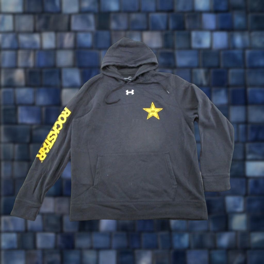 Under Armour VINTAGE Under armour Hooded Hoodie Mens L Black Y2K Rockstar Energy Drink Fox Racing SPELL OUT Shirt? Size US L / EU 52-54 / 3 - 1 Thumbnail