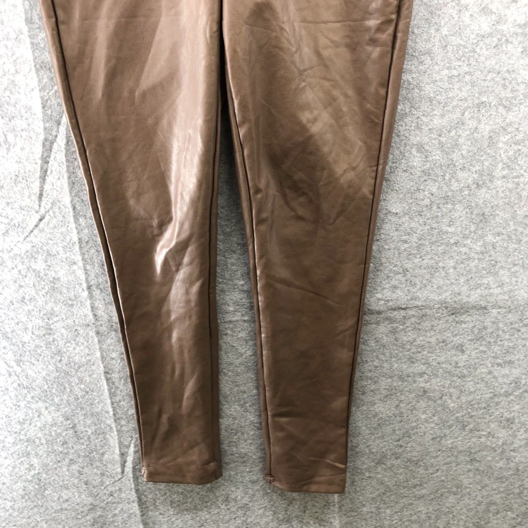 Vintage Kendal + Kyle Womens M Faux Leather Leggings Brown Stretchy Size 32" / US 10 / IT 46 - 4 Thumbnail