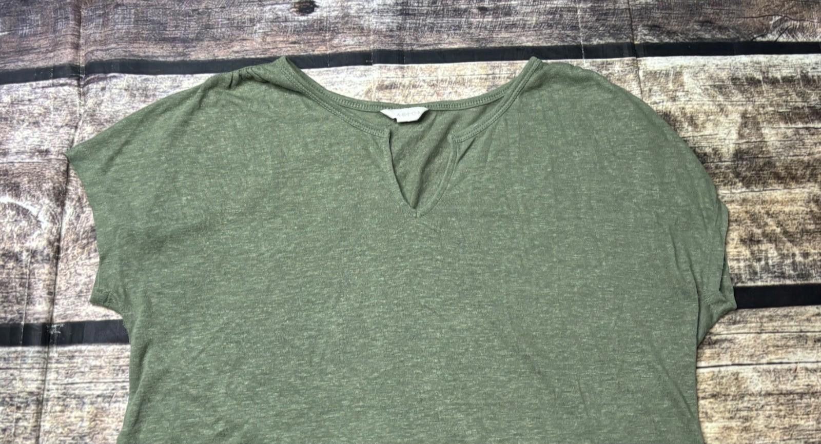 Other Caslon Top Womens S Linen Blend Short Sleeve Green Keyhole Size S / US 4 / IT 40 - 4 Thumbnail