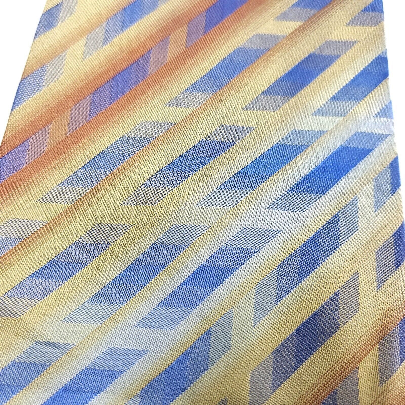Van Heusen Van Heusen Woven Wide Yellow Blue Abstract Silk Tie Size ONE SIZE - 2 Thumbnail