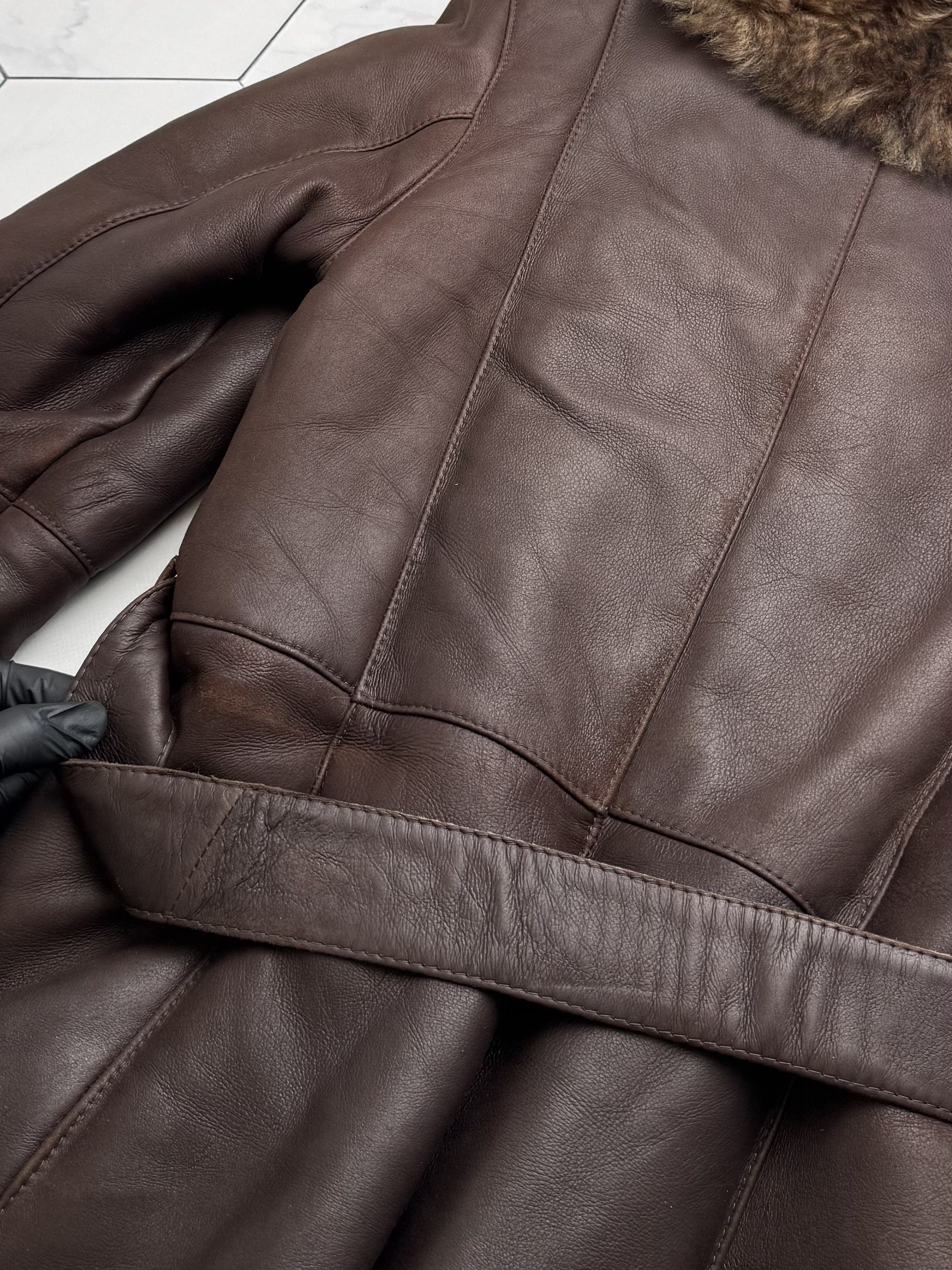 Japanese Brand Vintage Real Sheepskin Coat With Belt (B550)E2D15 Size M / US 6-8 / IT 42-44 - 13 Thumbnail