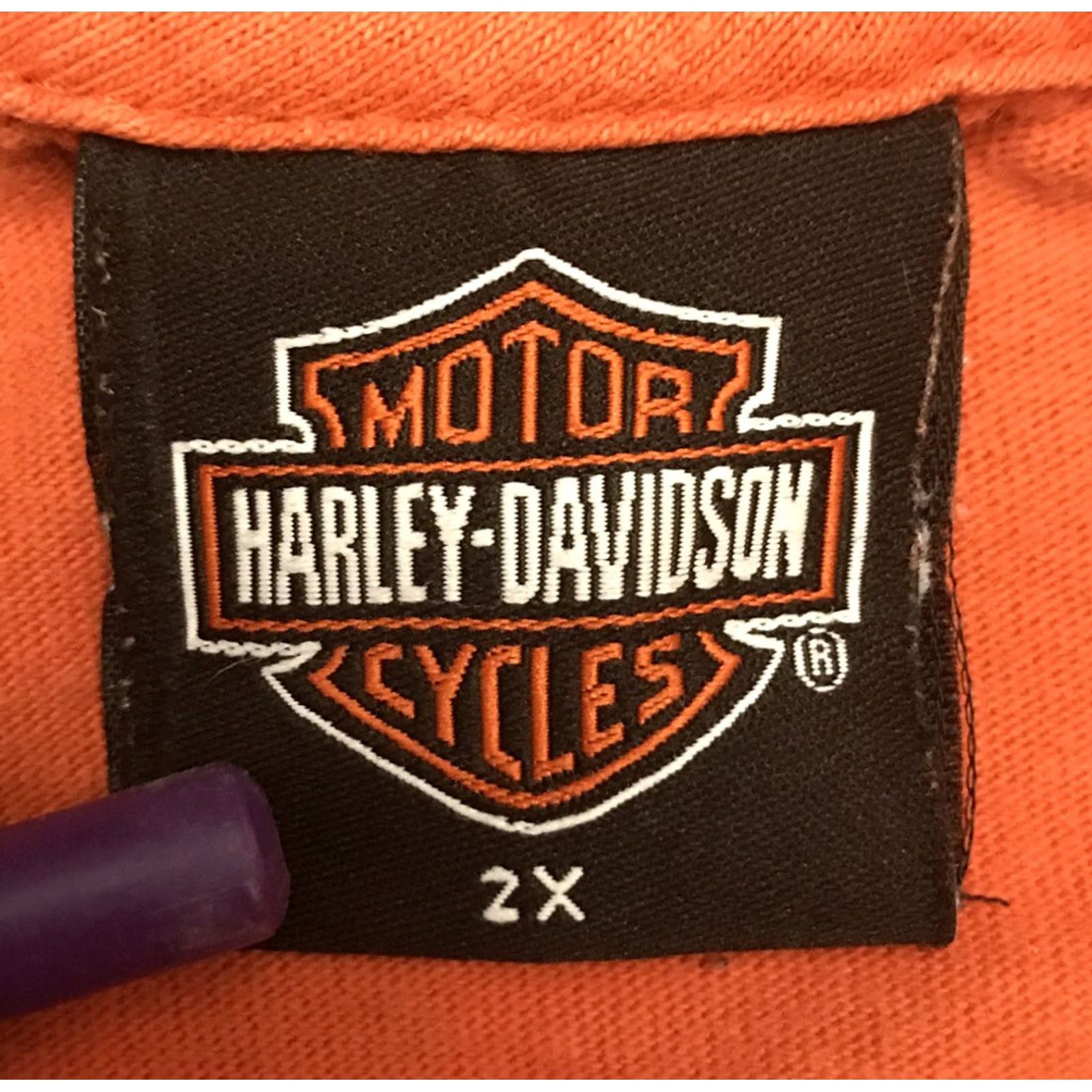 Harley Davidson Harley-Davidson T-Shirt Mens 2X Orange Crew Neck Short Sleeve USA Motorcycle Biker 919 Distinctive Graphic USA Made Grand Size US XXL / EU 58 / 5 - 3 Thumbnail