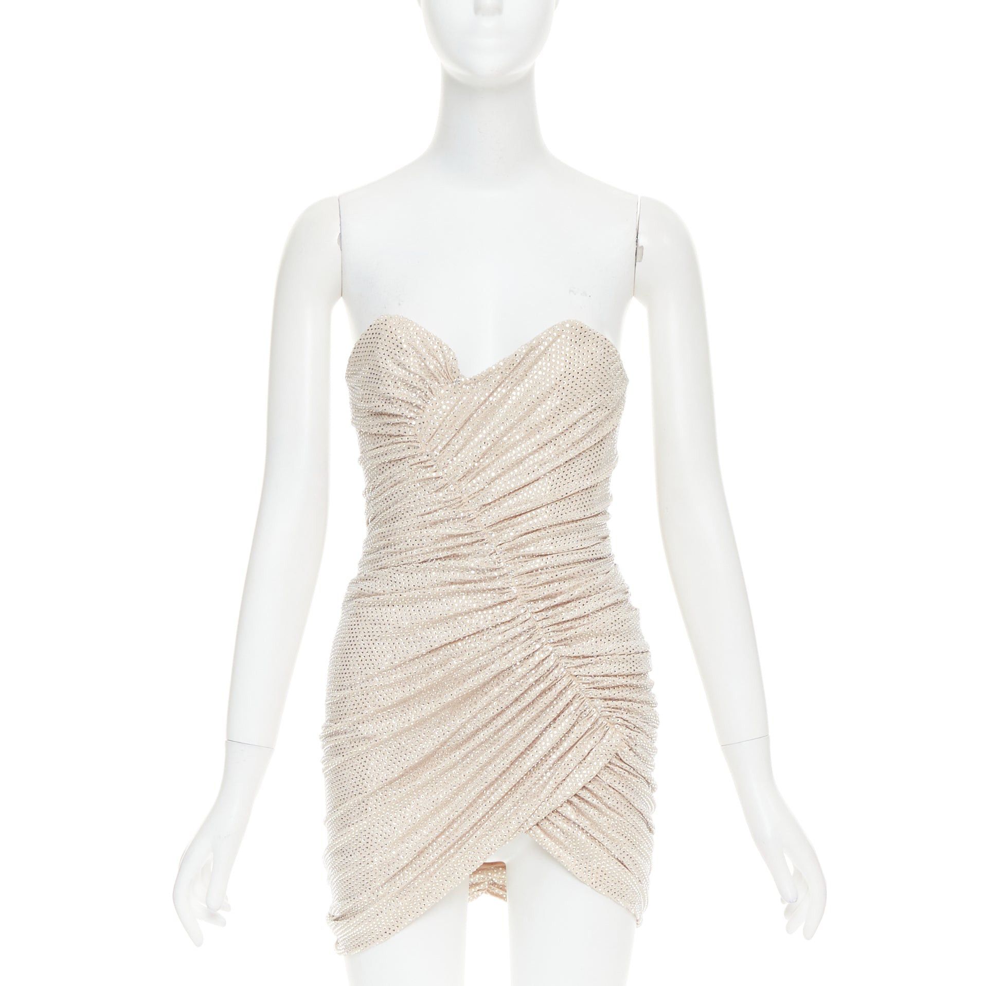 Alexandre Vauthier ALEXANDRE VAUTHIER 2023 Bridal ivory nude diamond strass crystal bustier asymmetric mini dress Size S / US 4 / IT 40 - 1 Thumbnail