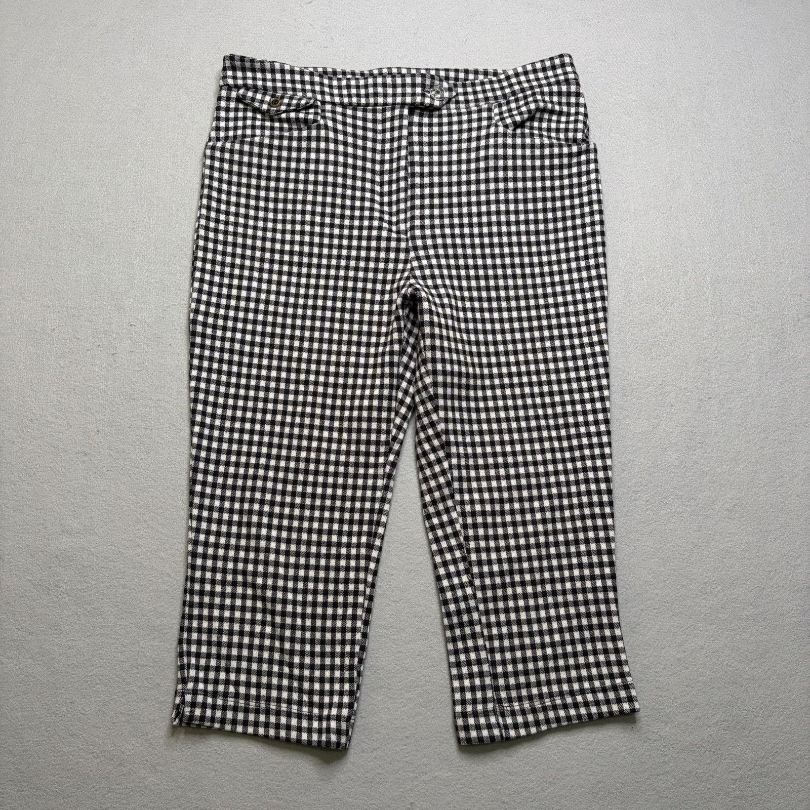 Anthropologie Anthropologie Women’s Black White Gingham Capri Pants 8 Size 30" / US 8 / IT 44 - 3 Thumbnail