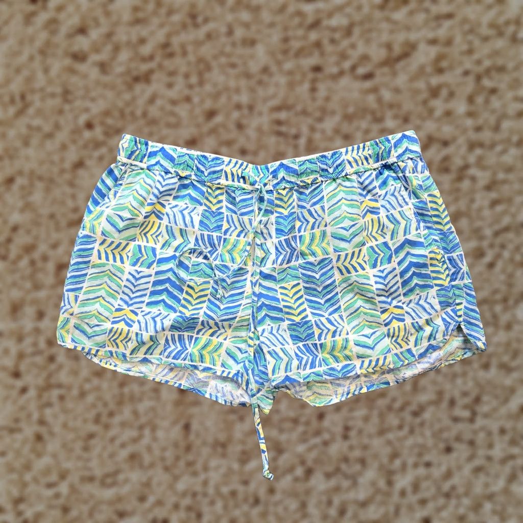 Vineyard Vines Vineyard Vines Shorts Womens Size Small Blue Linen Blend 3 Inch Pull On Beachy Casual Geometric Pattern Shirt Womens Size 28" / US 6 / IT 42 - 1 Thumbnail
