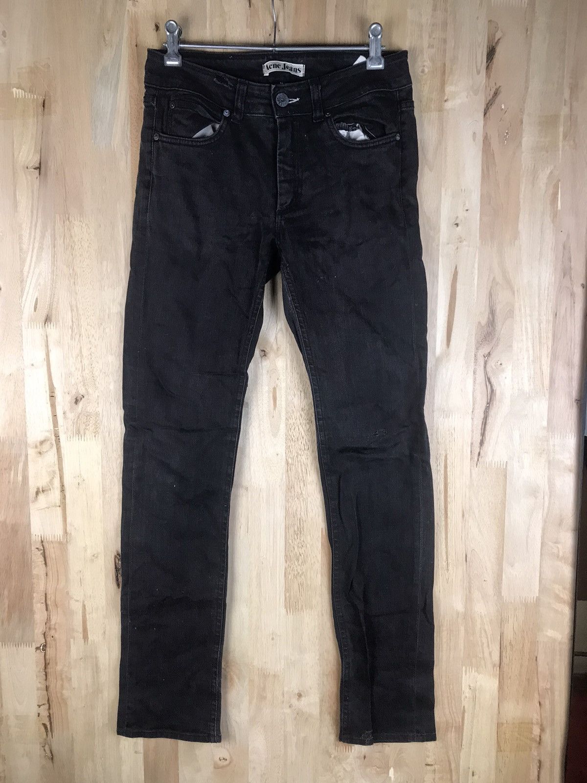 image of Acne Studios x Archival Clothing Acne Jeans Distress Skinny Jeans Pant in Black, Men's (Size 28)