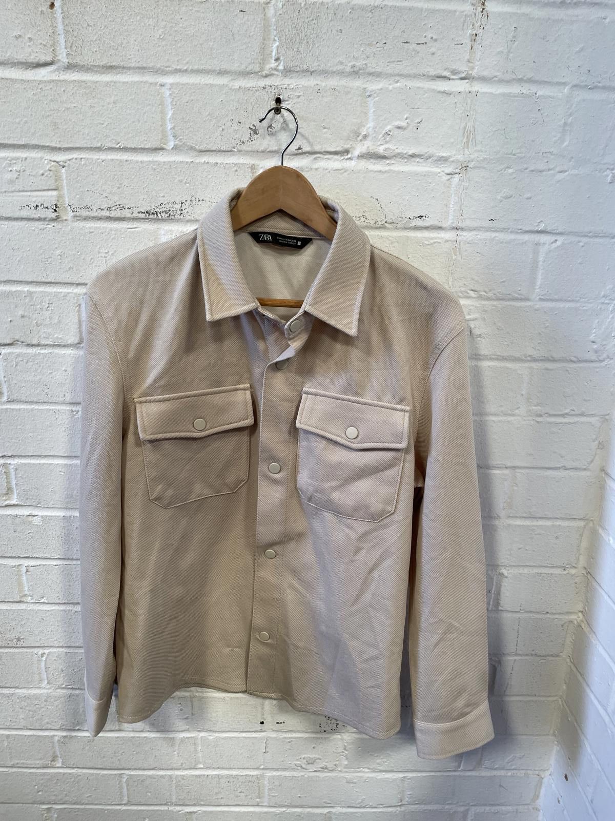 Unknown London Beige Long Sleeve Button-Up Shirt with Chest Pockets Size US M / EU 48-50 / 2 - 1 Thumbnail