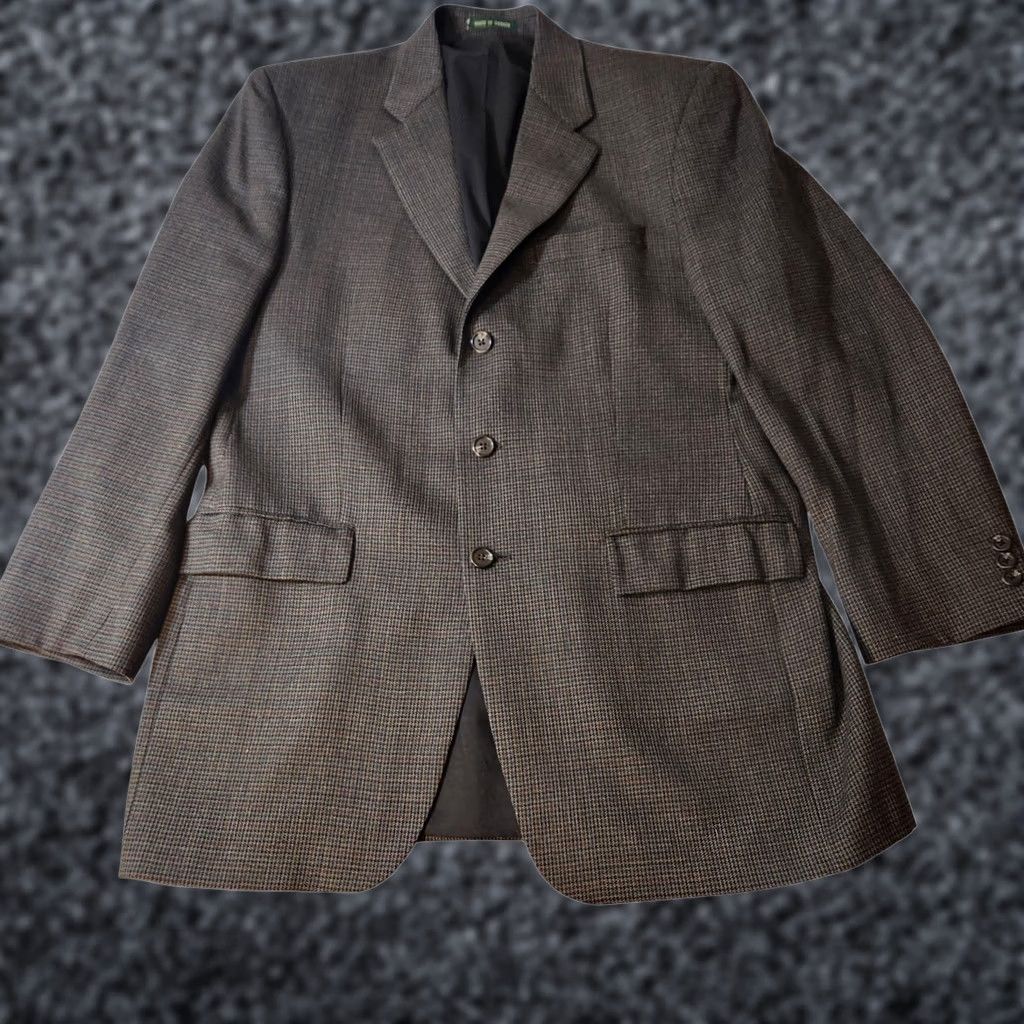 Ralph Lauren VINTAGE Mich 44R Brown Wool Houndstooth Plaid Jacket Canada Size US S / EU 44-46 / 1 - 1 Thumbnail