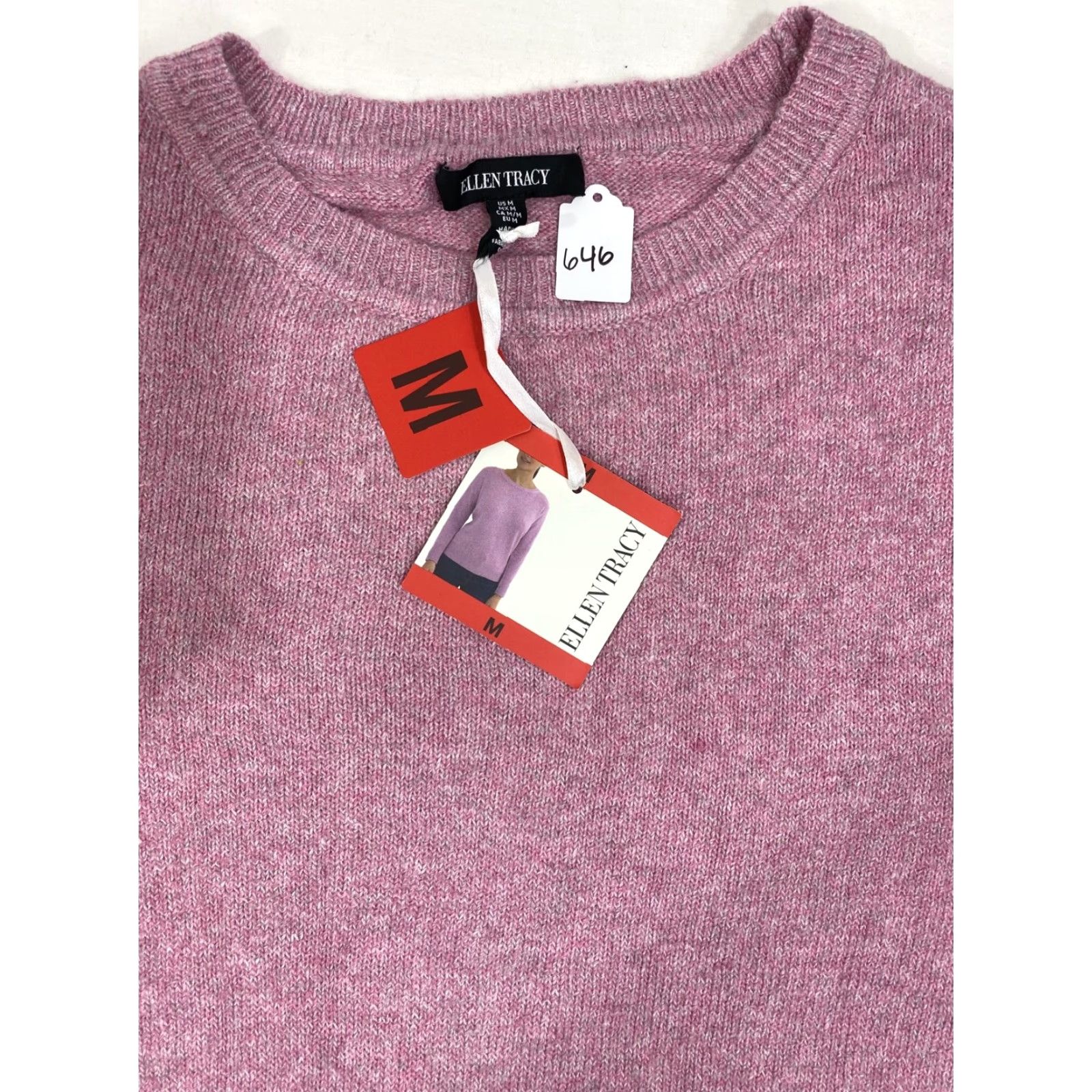 Ellen Tracy NWT Ellen Tracy Pink Round Neck Pullover Sweater M Women Cable-Knit Knit Cotton Blend Long Sleeve Pullover Size M / US 6-8 / IT 42-44 - 3 Thumbnail
